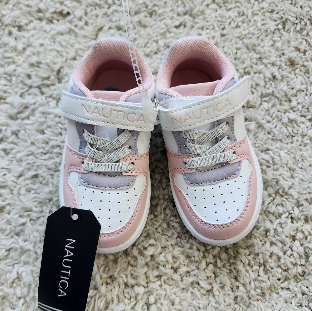 Nautica Baby Girl Sneaker with Adjustable Strap and Bungee Straps size 6 New